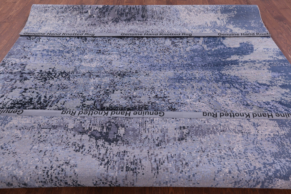 8' 0" X 10' 3" Wool and Silk Modern Hand Knotted Rug Q8650