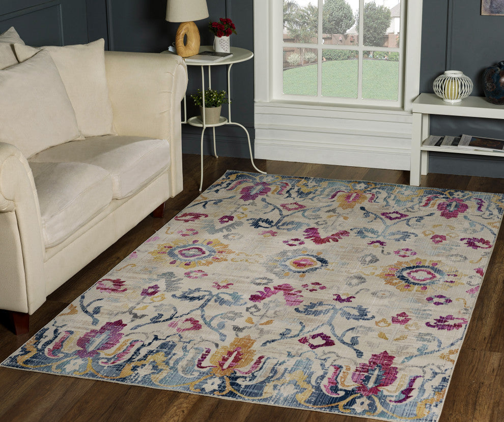 Noori Rug Low-Pile Rolland Ivory/Pink Rug