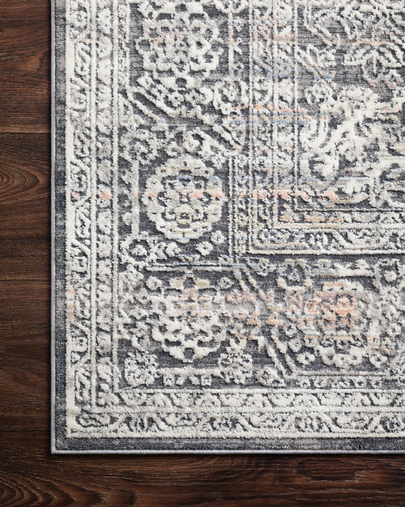 High Low Pile Lucia LUC-03 Area Rug by Loloi II, Steel/Ivory, 2'x3'
