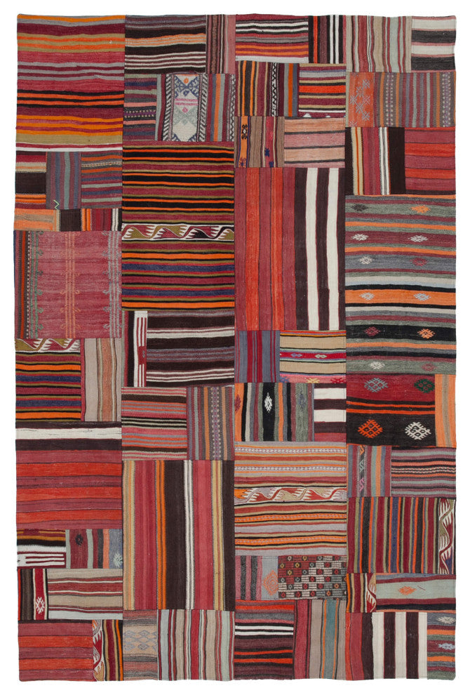 Rug N Carpet - Handmade Oriental 6' 8'' x 9' 11'' Tribal Patchwork Kilim Rug