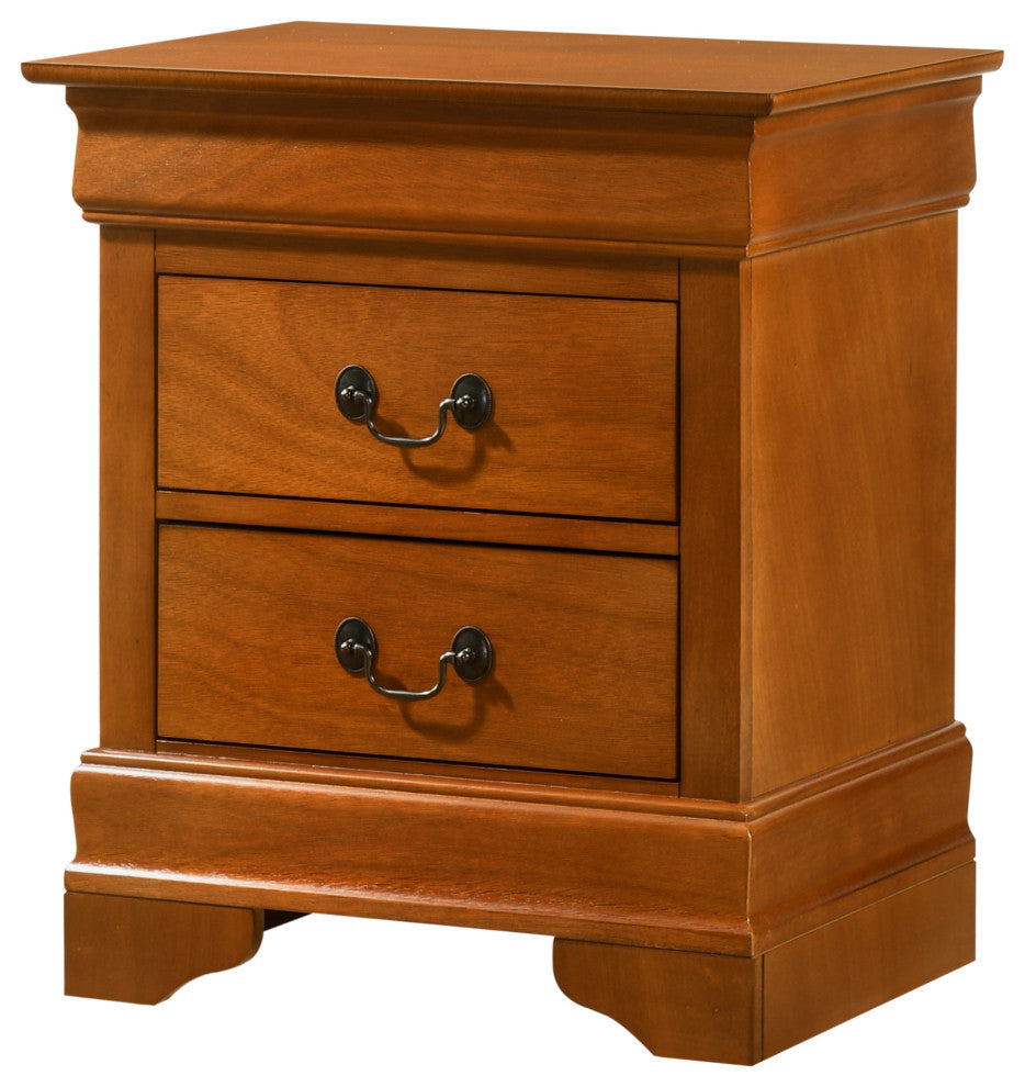 Louis Philippe 2-Drawer Nightstand (24 in. H X 21 in. W X 16 in. D), Oak
