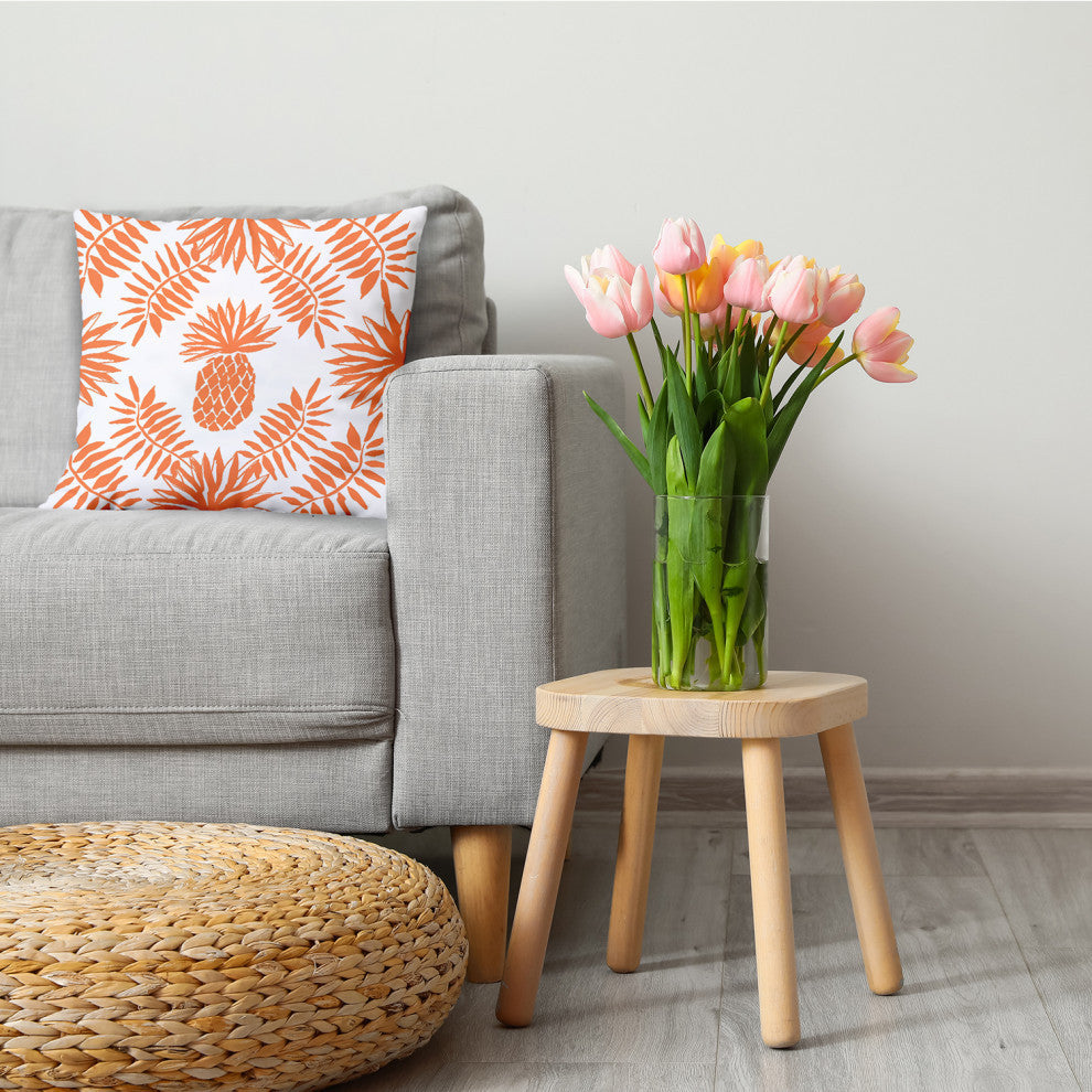 Pineapple Leaves Decorative Throw Pillow, Orange, 18"x18"