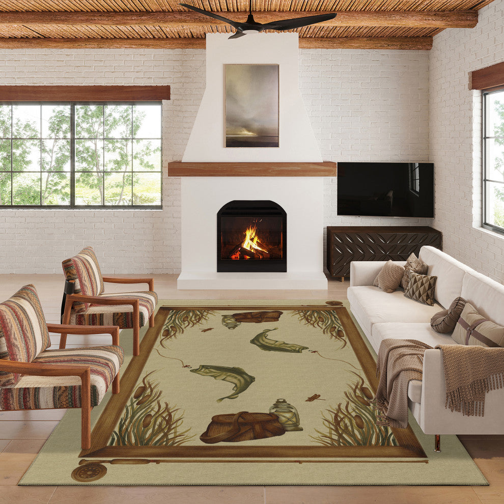 Indoor/Outdoor Excursion EX5 Beige Machine Washable 5' x 7'6" Rug