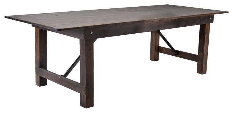 HERCULES Series 8' x 40" Solid Pine Folding Farm Table, Mahogany