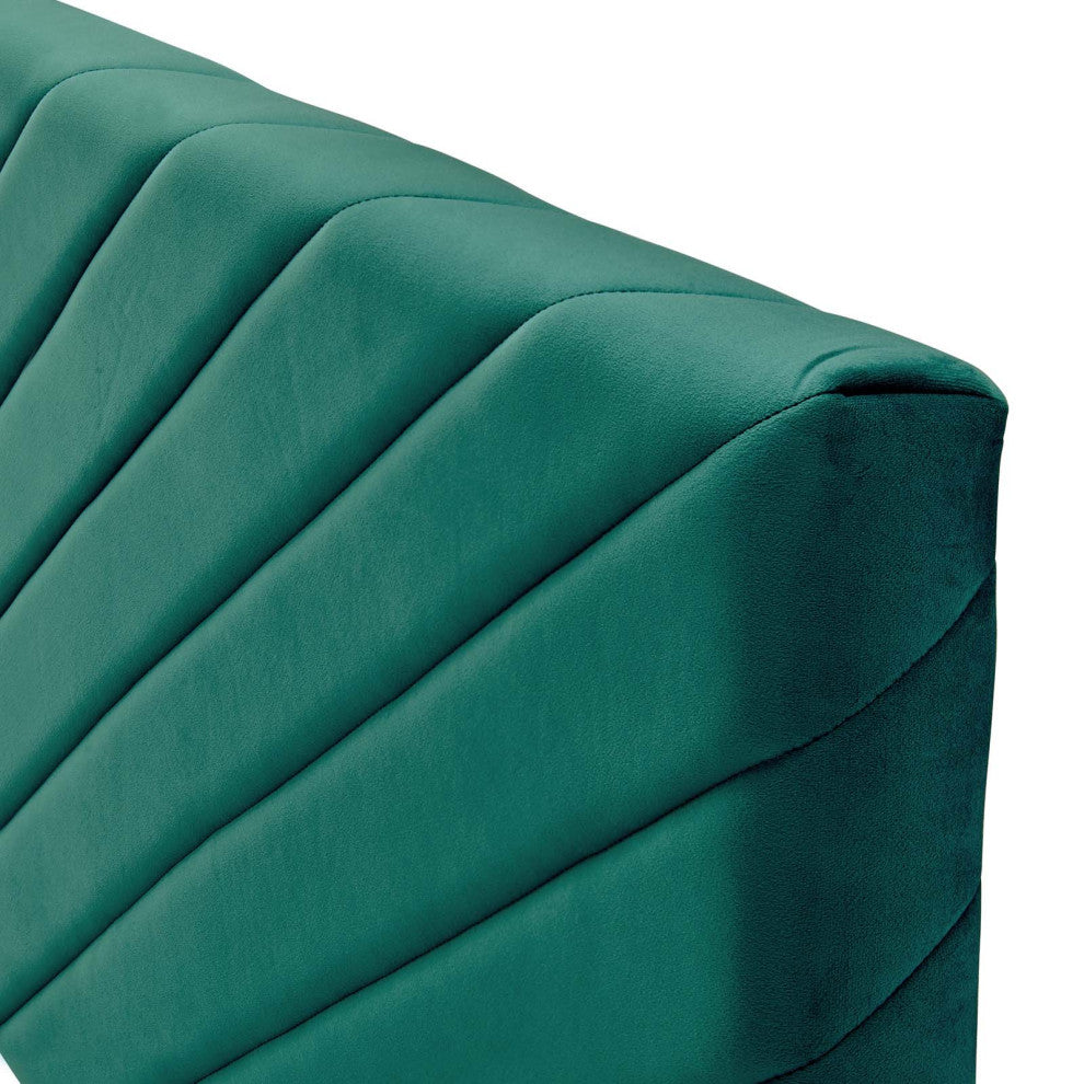 Tufted Headboard, Full Queen Size, Velvet, Teal Blue, Modern Contemporary