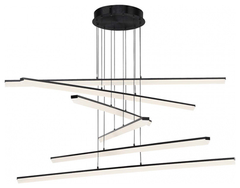 Stack 3 Light LED Linear Pendant 3000K, Brushed Aluminum, Black, 6 Lights