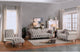 Stella French Button Tufted Love Seat, Neutral Beige Fabric