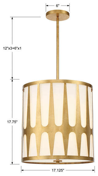 Royston 4 Light Antique Gold Pendant