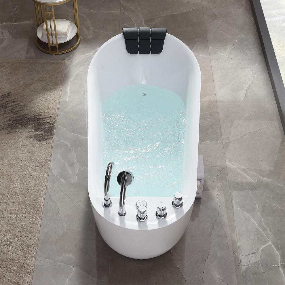 67" L x 31.5" W White Acrylic Right Drain Freestanding Whirlpool Tub