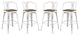 Bar Stool Chair Barstool, Set of 4, Wood, Metal, White, Modern, Bar Pub Bistro