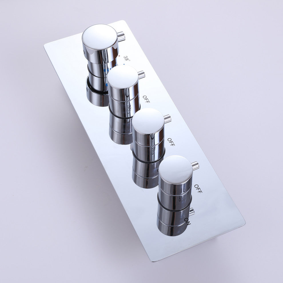 Luxury Thermostatic Shower System with 6 Body Jets & Handheld Shower, Chrome