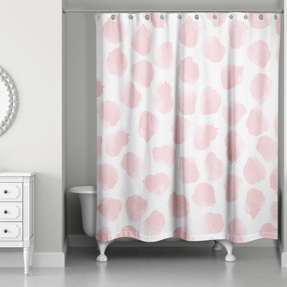 Blush Watercolor Dots 71x74 Shower Curtain