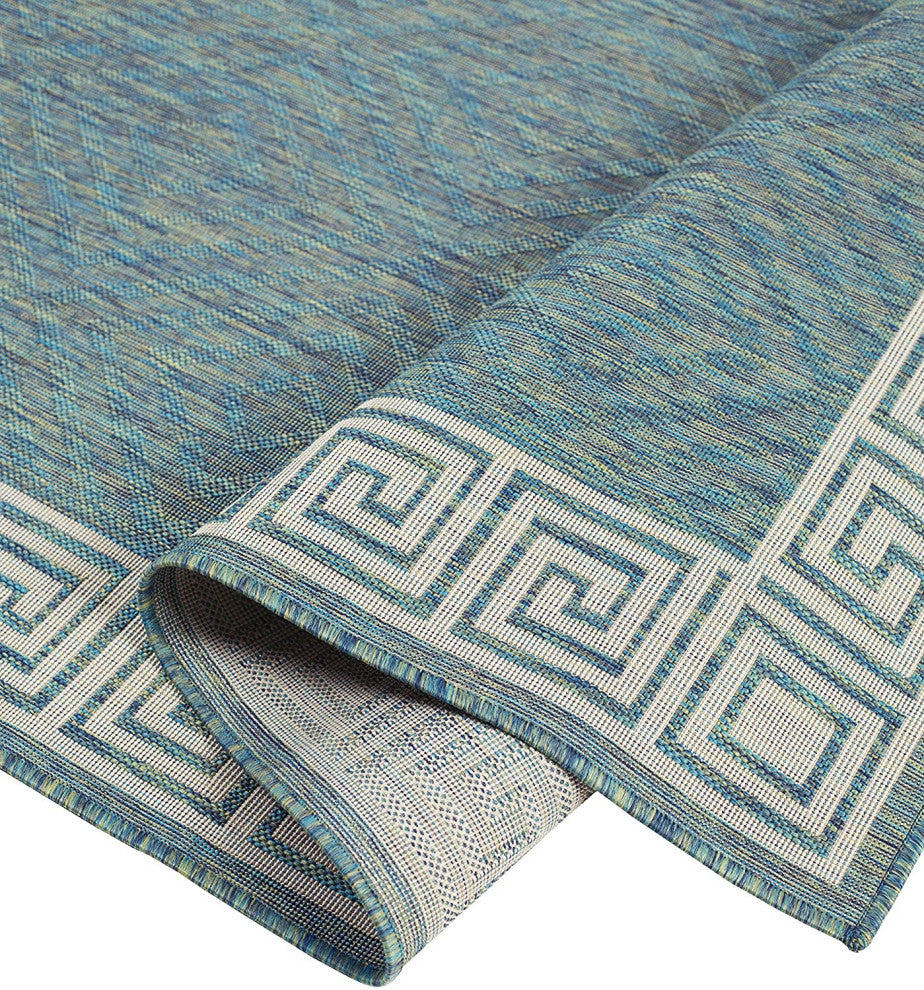 Outdoor Collection Geometric Area Rug - UV Safe Rug, Ocean, 7'10"x10'