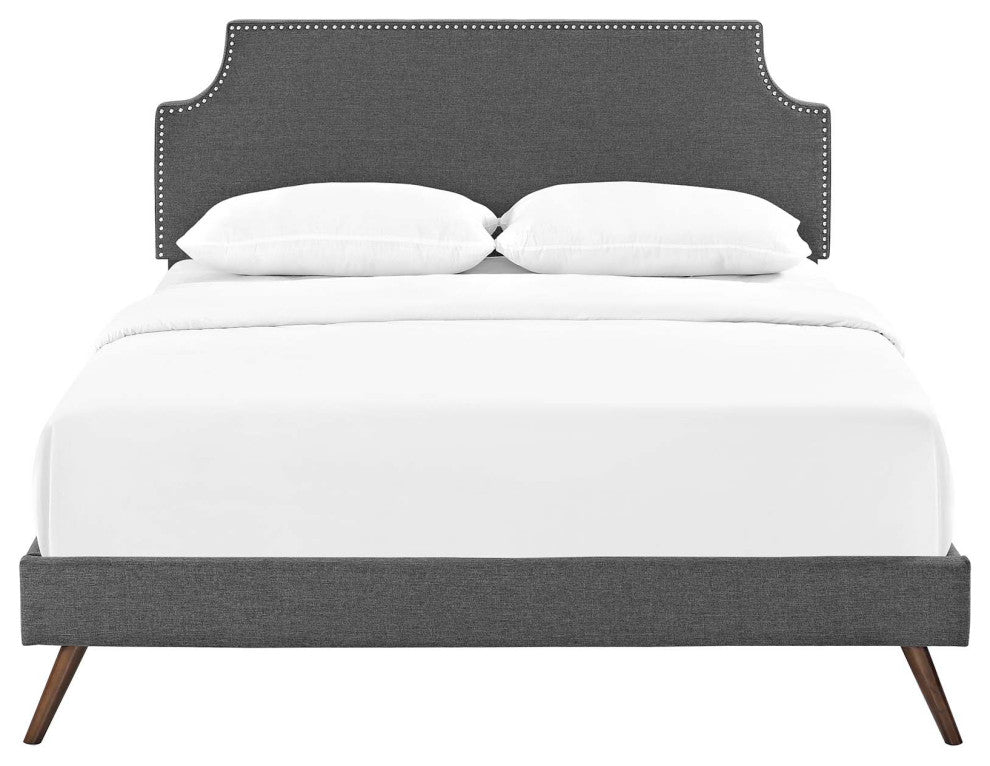 Modway Corene Queen Platform Bed With Round Splayed Legs, Gray