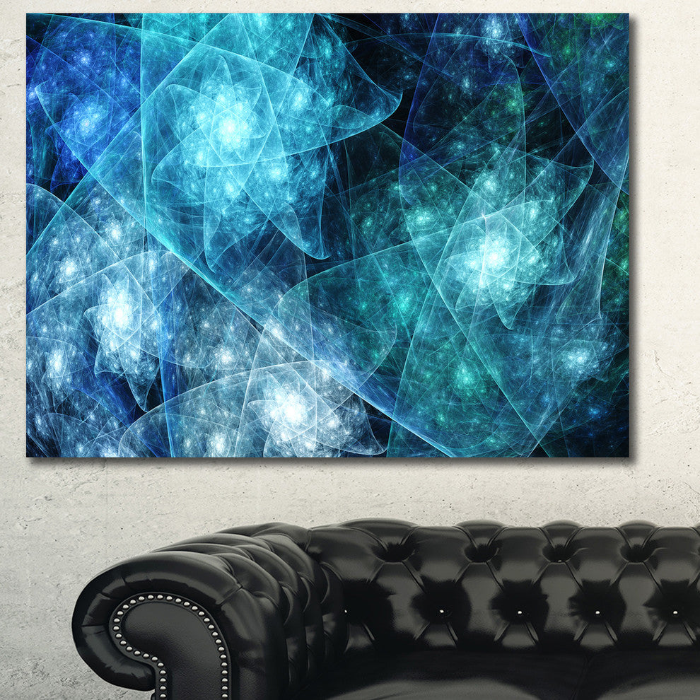 Blue Rotating Polyhedron, Oversized Abstract Canvas Art Print, 60x40