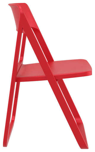 Dream Folding Outdoor Bistro Set With White Table and 2 Red Chairs