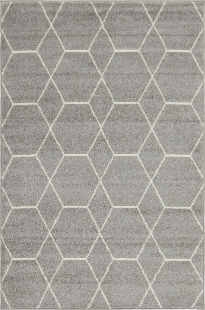 Unique Loom Light Gray Geometric Trellis Frieze 4' 0 x 6' 0 Area Rug