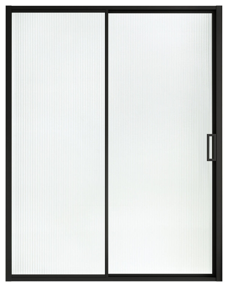 Stanford Sliding Fluted Alcove Shower Door, Black, Fluted Glass, 60"
