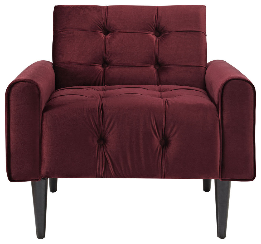 Modern Maroon Delve Velvet Armchair