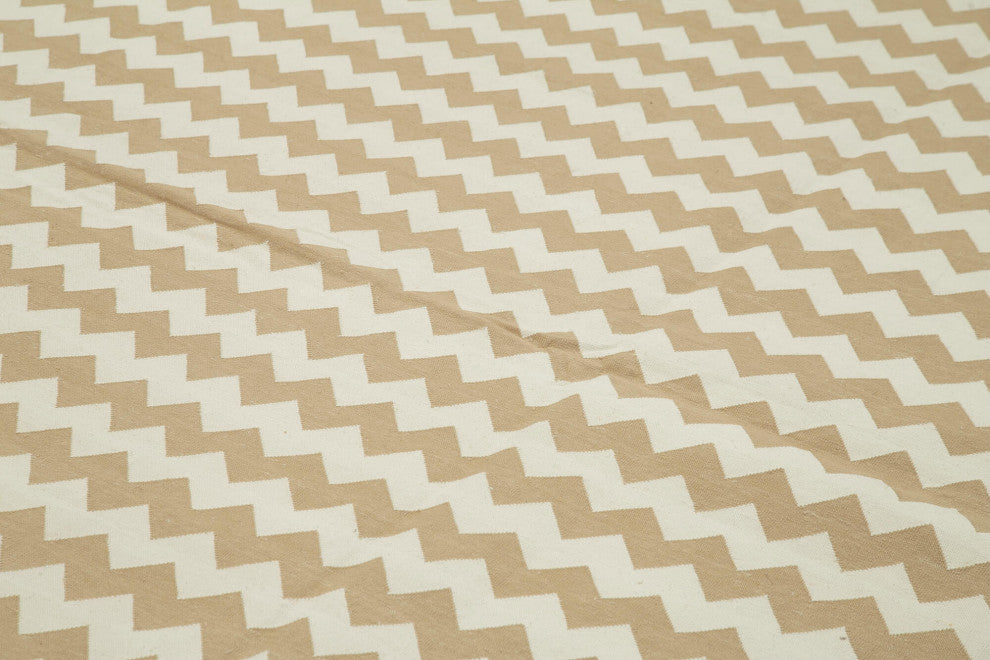 Rug N Carpet - Handmade Wool 10' 0'' x 13' 7'' Modern Design Dhurrie Kilim Rug