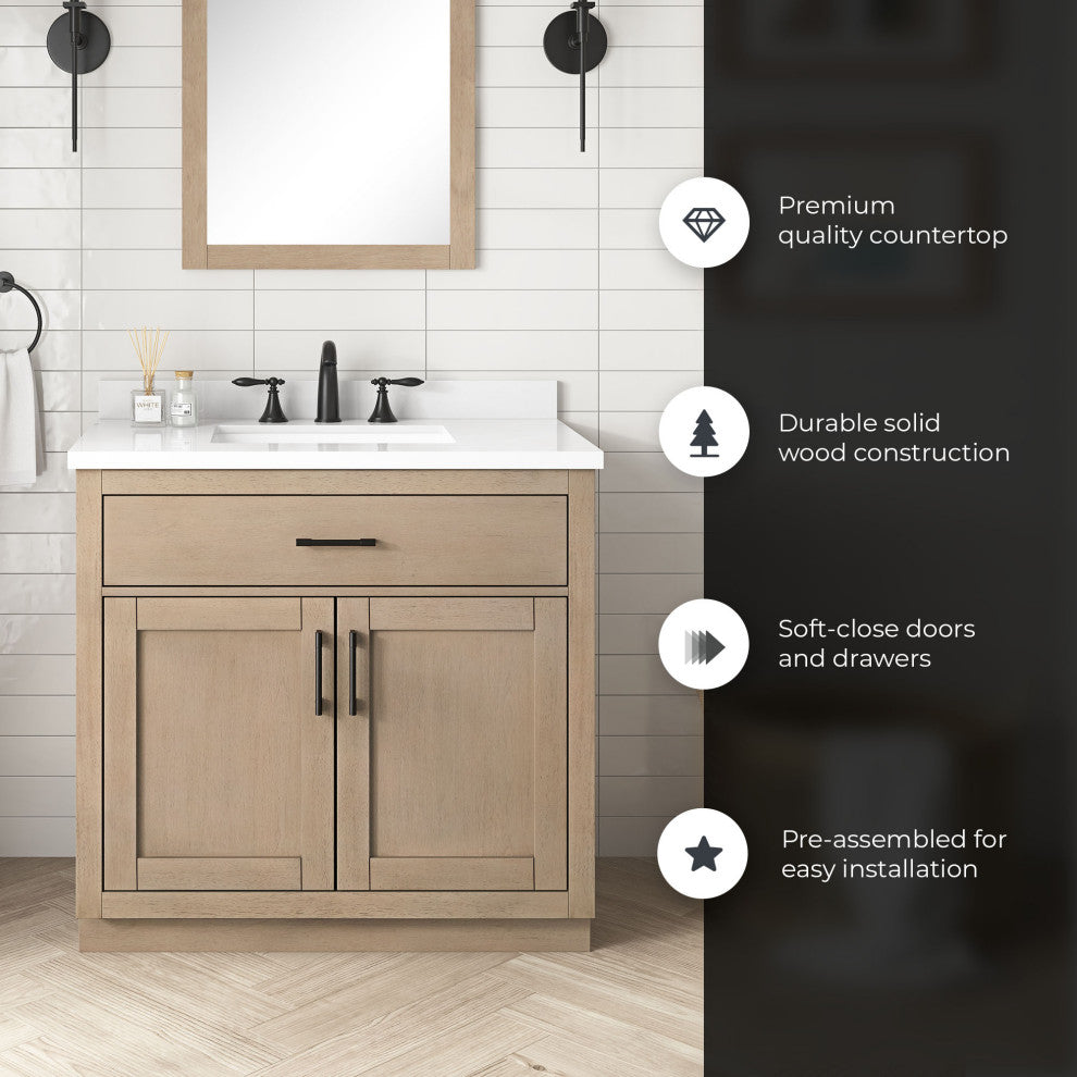 OVE Decors Bailey Vanity, Sahara Birch, 42"