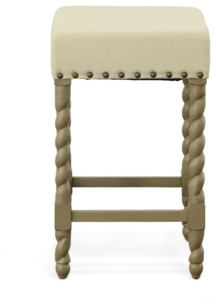 Thomasville Rta Stool 24", Weathered Gray and Linen