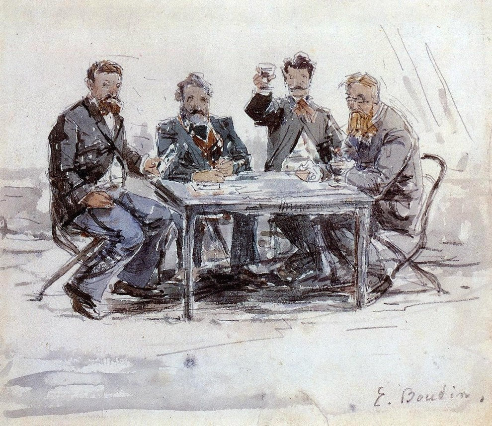 Eugene-Louis Boudin Drinkers on the Farm at Saint-Simeon Gallery Wrap Canvas