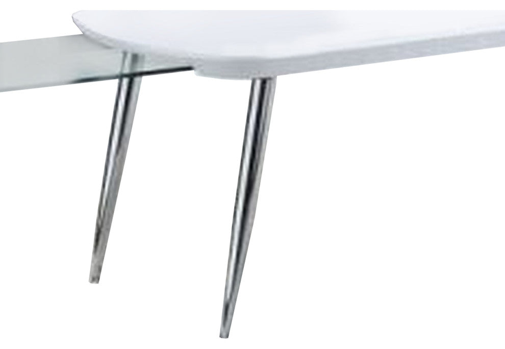 Benzara BM266440 Coffee Table With Pull Out Tabletop, White and Silver