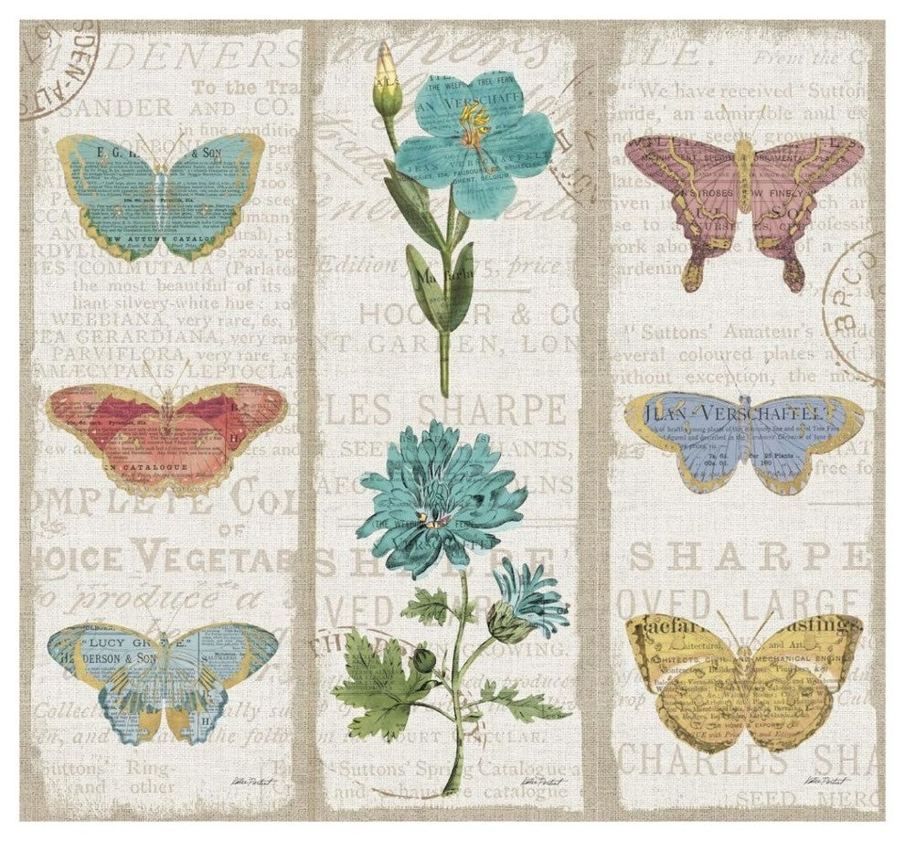 "Bookshelf Botanical II Triptych" Digital Paper Print by Katie Pertiet, 46"x43"