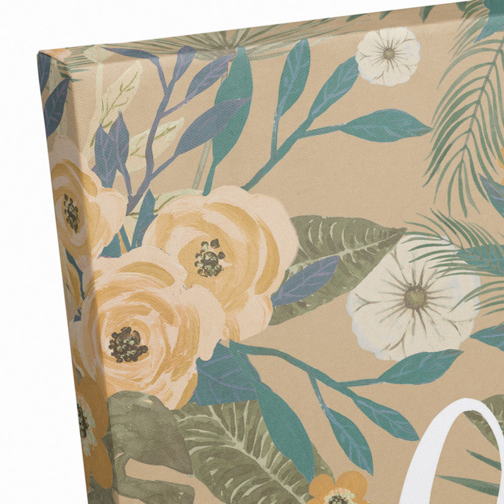 Feels Like Home Beige Tropical Floral 20x16 Canvas Wall Art