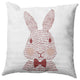 Monochrome Bunny Easter Decorative Throw Pillow, Ligonberry Red, 20x20"