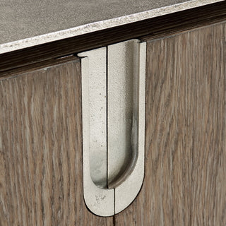 Close-up of hardware/handle area on a white background.