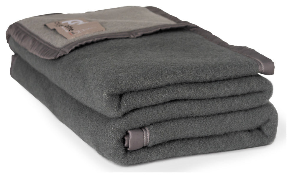 Aubisque 100% Wool Blanket, 500Gsm 33 Microns, Gray, Queen