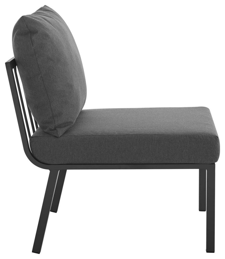 Riverside 4 Piece Outdoor Patio Aluminum Sectional - Gray Charcoal