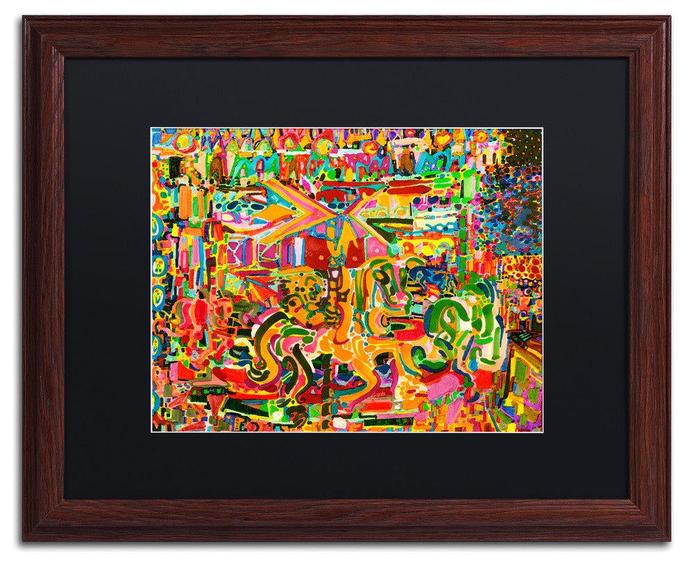 Josh Byer 'Electric Carnival' Art, Wood Frame, Black Mat, 20x16