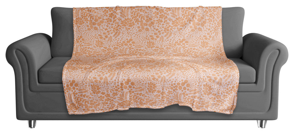 Orange Dainty Floral 50x60 Coral Fleece Blanket