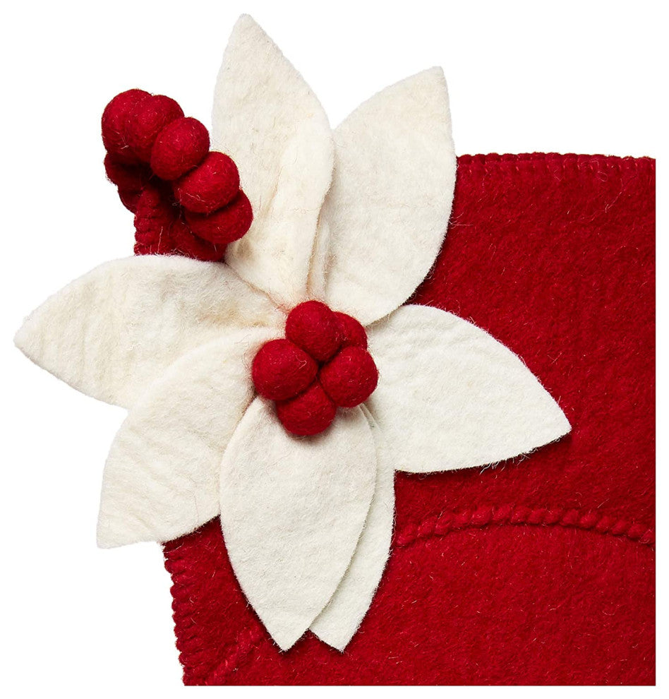 Poinsettia Christmas Stocking in Red