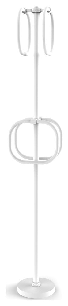 Towel Stand with 4 Integrated Towel Rings, Matte White