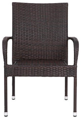 Maxim Set of 4 Stackable Indoor/Outdoor Wicker Dining Chairs with Steel Frames,