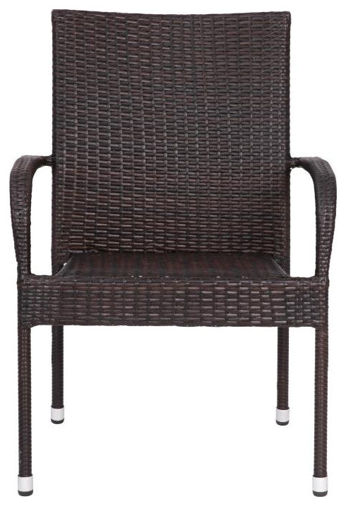 Maxim Set of 4 Stackable Indoor/Outdoor Wicker Dining Chairs with Steel Frames,