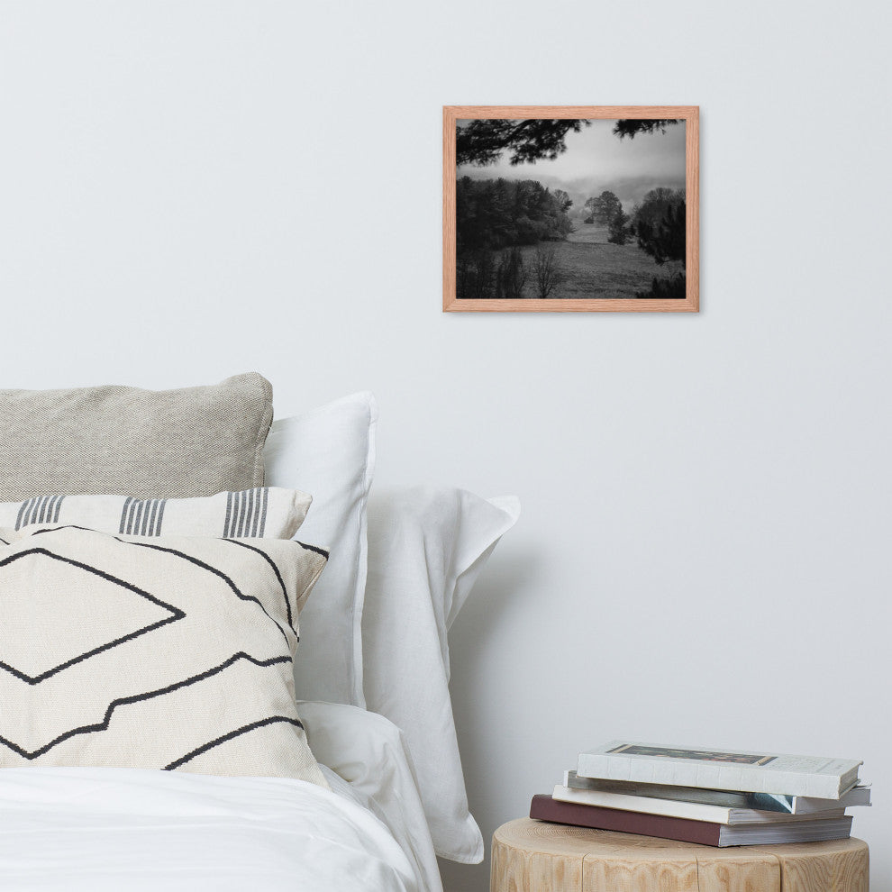 Mist of Valley Forge in Black and White Framed Photo Paper Wall Art Prints, Red Oak, 11" X 14"