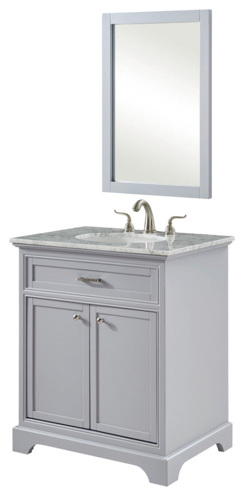 Amber Single Bathroom Vanity, Blue, Light Grey, 30"