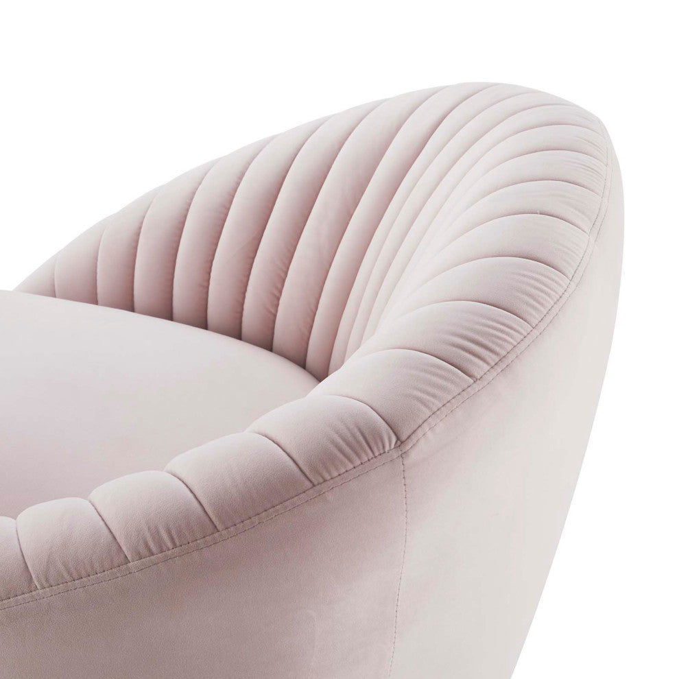 ArmTufted Chair Swivel Accent Tufted Chair, Pink Gold, Velvet, Modern