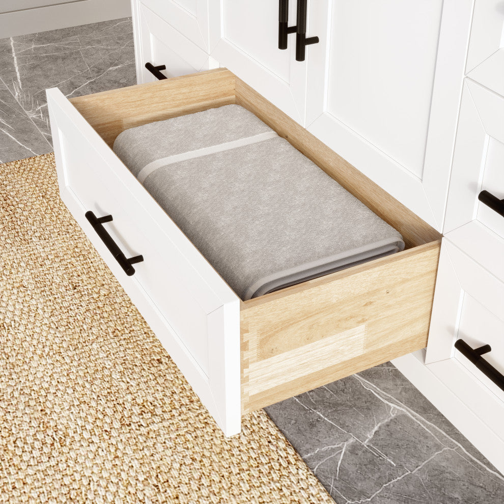 Houston 60" Single Vanity With Power Bar and Drawer Organizer, White