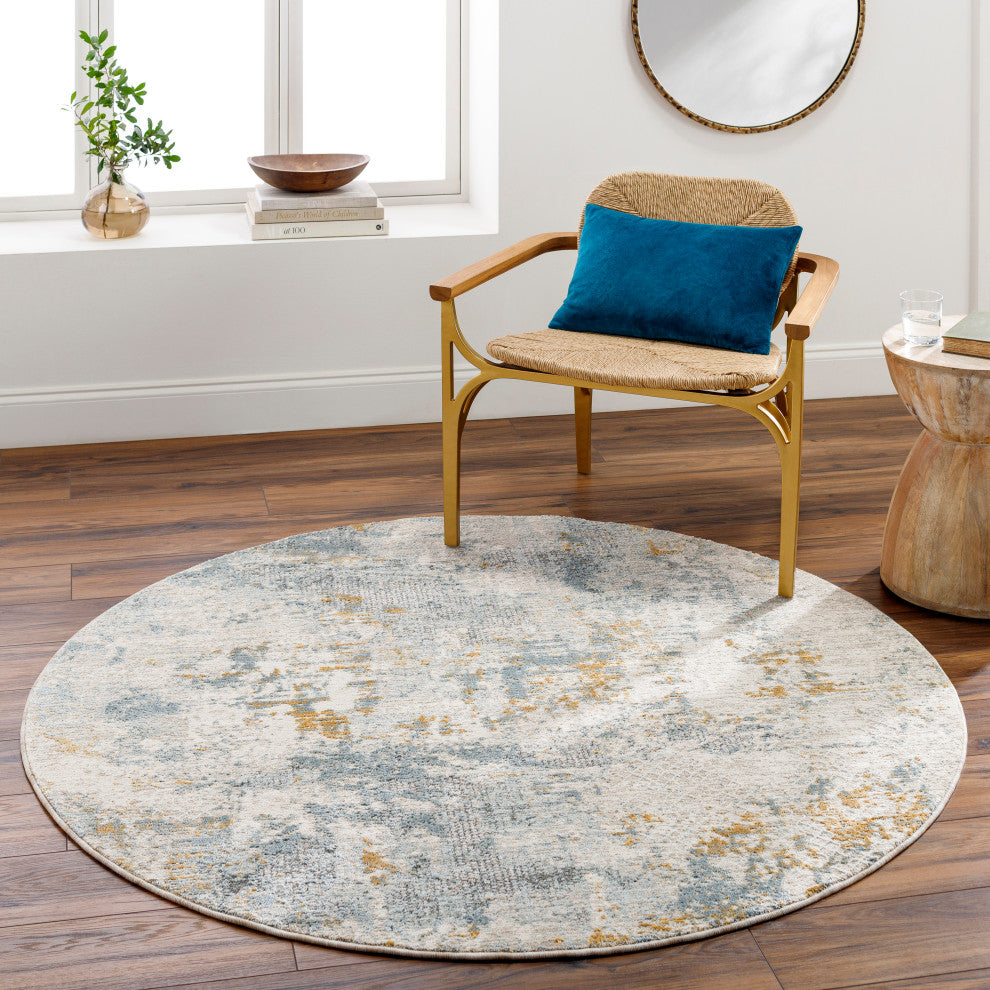 Surya Dresden DRE-2300 Machine Woven Area Rug, Taupe, 5'3" x 5'3"