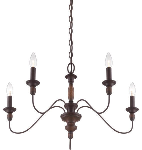 Quoizel HK5005TC Five Light Chandelier Holbrook Tuscan Brown
