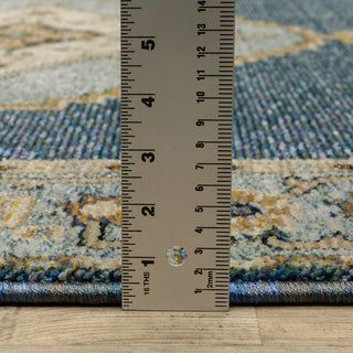 Adeline Traditional Double Medallion Blue/ Gold Area Rug 3'3" x 5'2"