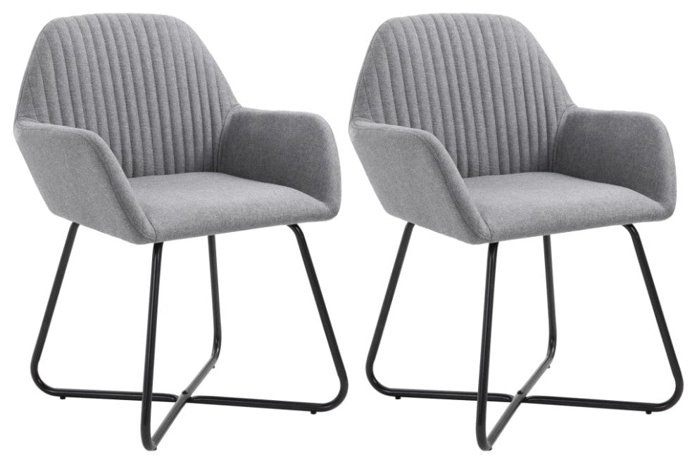 vidaXL Dining Chairs 2 pcs Light Gray Fabric