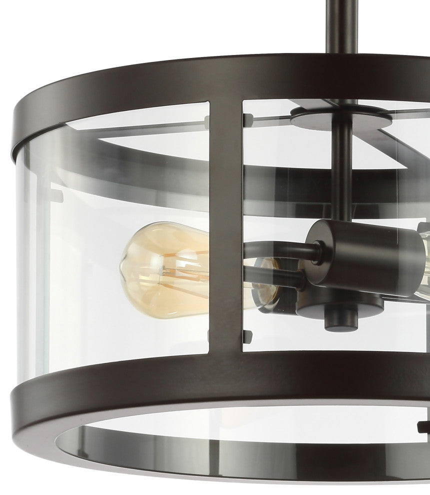 Herndon 2-Light 15" Iron/Glass Modern LED Flush Mount, Black by JONATHAN  Y
