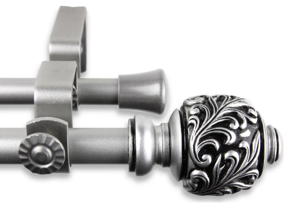 Ivana Double Curtain Rod 5/8" 84-120", Satin Nickel